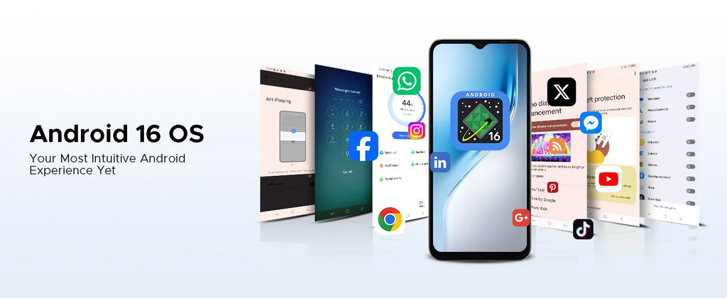 DOOGEE Note56X Pro Cell Phone Android 16 6.56'' HD+ 90Hz Display 32GB+128GB 6150mAh Large Battery T7225 Octa-Core Smart Phone