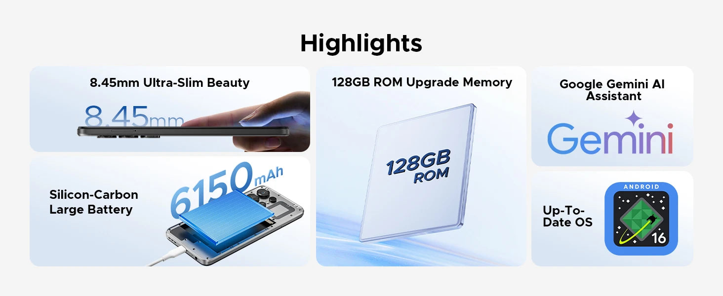 DOOGEE Note56X Pro Cell Phone Android 16 6.56'' HD+ 90Hz Display 32GB+128GB 6150mAh Large Battery T7225 Octa-Core Smart Phone