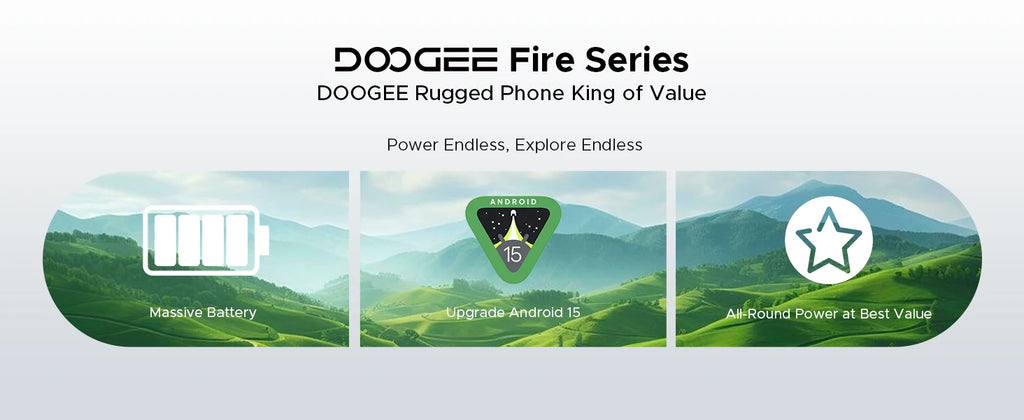 DOOGEE Fire 3 Pro Rugged Phone 8350mAh Battery T7200 Android 15 Smart Phone 5.5'' HD+ Display Cell Phone 16GB+128GB Widevine L1