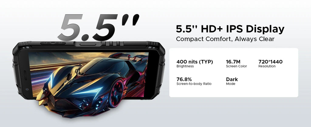 DOOGEE Fire 3 Pro Rugged Phone 8350mAh Battery T7200 Android 15 Smart Phone 5.5'' HD+ Display Cell Phone 16GB+128GB Widevine L1