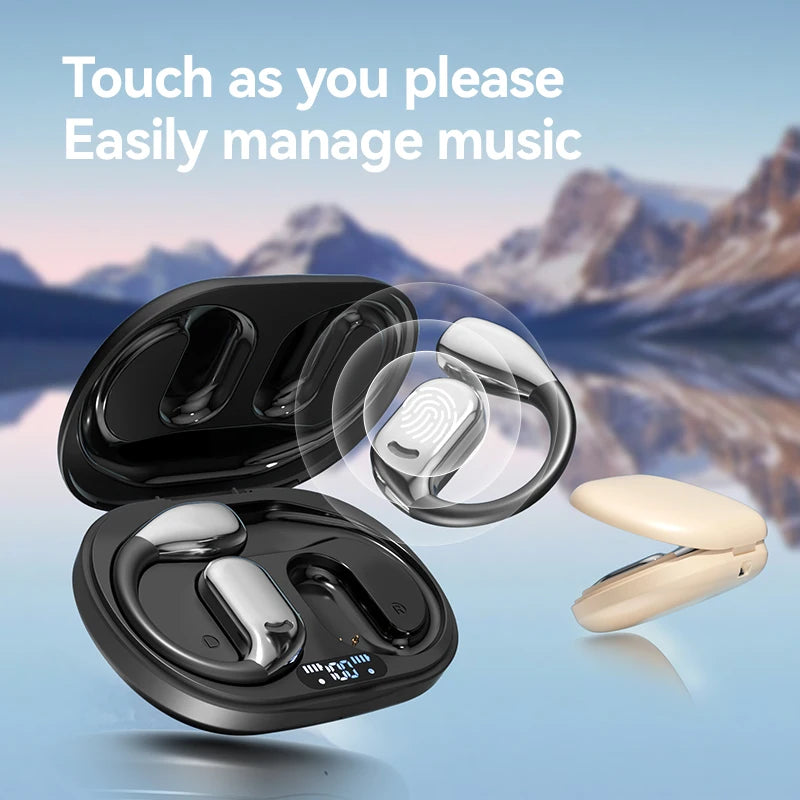 Earhook Earphones TWS Bluetooth 5.4 Bone Conduction Open Air Noise Reduction Headphone Wireless Sports Earbuds M75 HIFI With Mic
