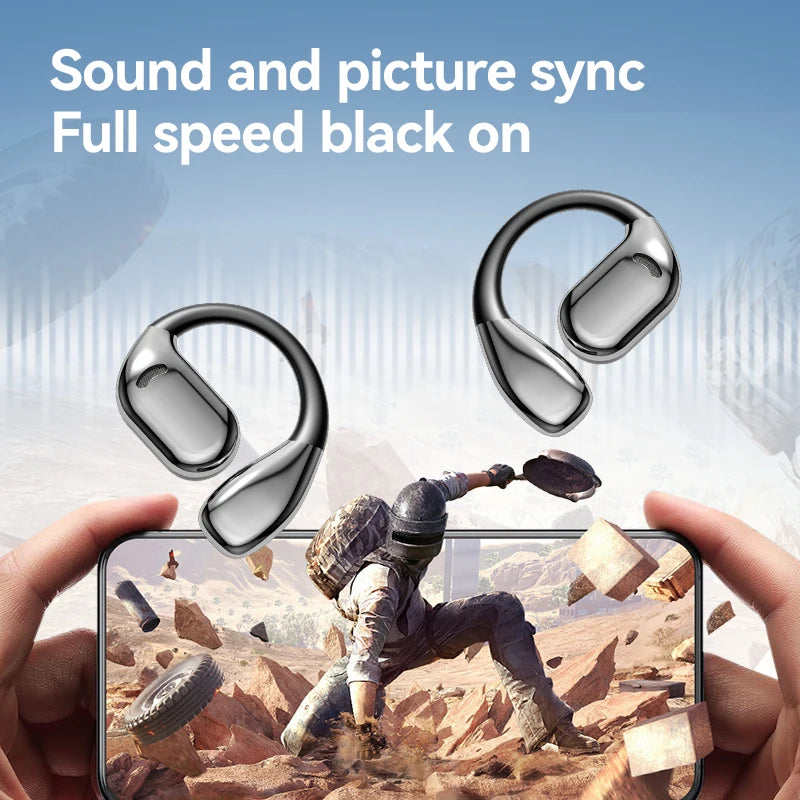 Earhook Earphones TWS Bluetooth 5.4 Bone Conduction Open Air Noise Reduction Headphone Wireless Sports Earbuds M75 HIFI With Mic