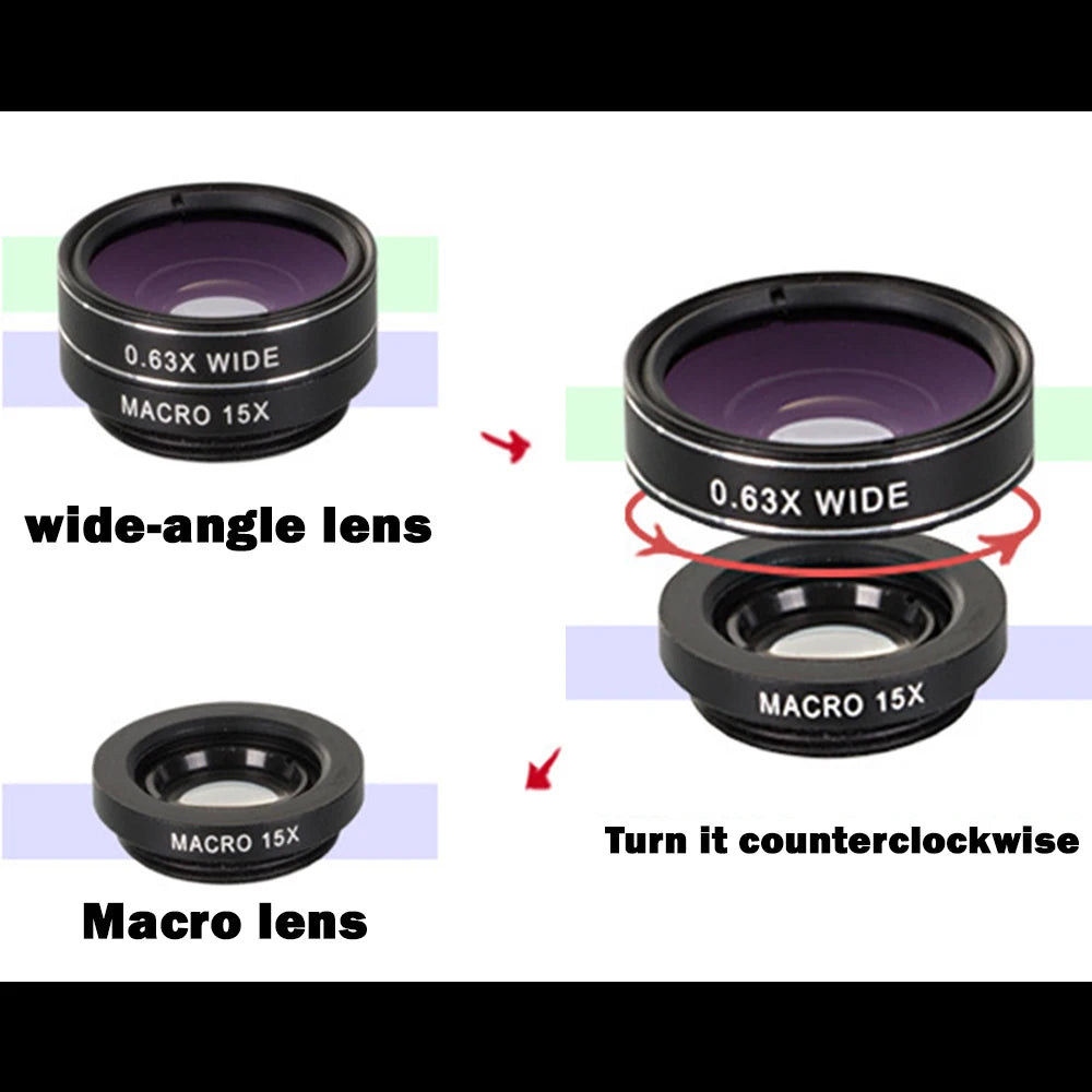 32X Telephoto for Cellphone Mobile Phone Camera Lens Zoom Telescope 4in1 Macro Fish Eye Wide Angel Lenses for iPhone Smartphone