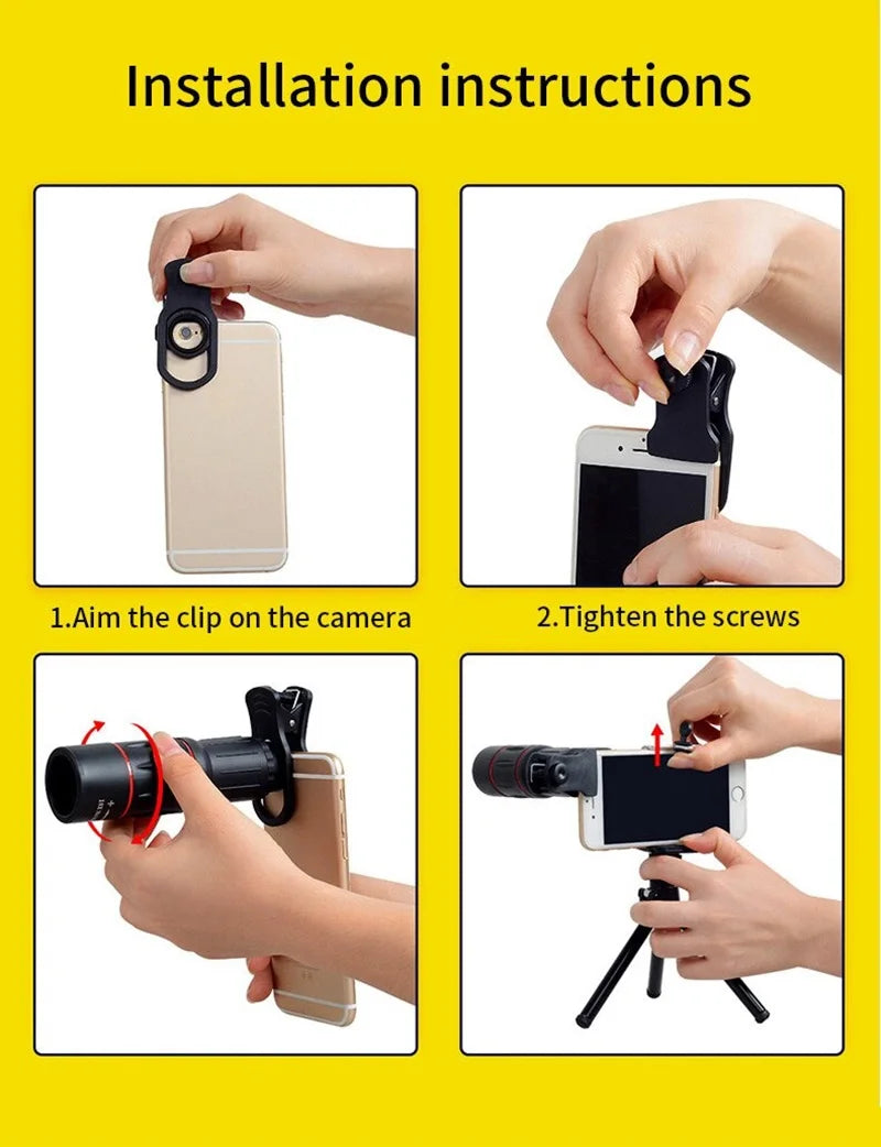 32X Telephoto for Cellphone Mobile Phone Camera Lens Zoom Telescope 4in1 Macro Fish Eye Wide Angel Lenses for iPhone Smartphone