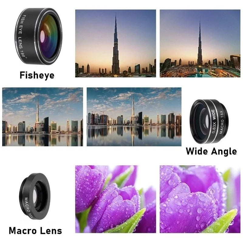 32X Telephoto for Cellphone Mobile Phone Camera Lens Zoom Telescope 4in1 Macro Fish Eye Wide Angel Lenses for iPhone Smartphone