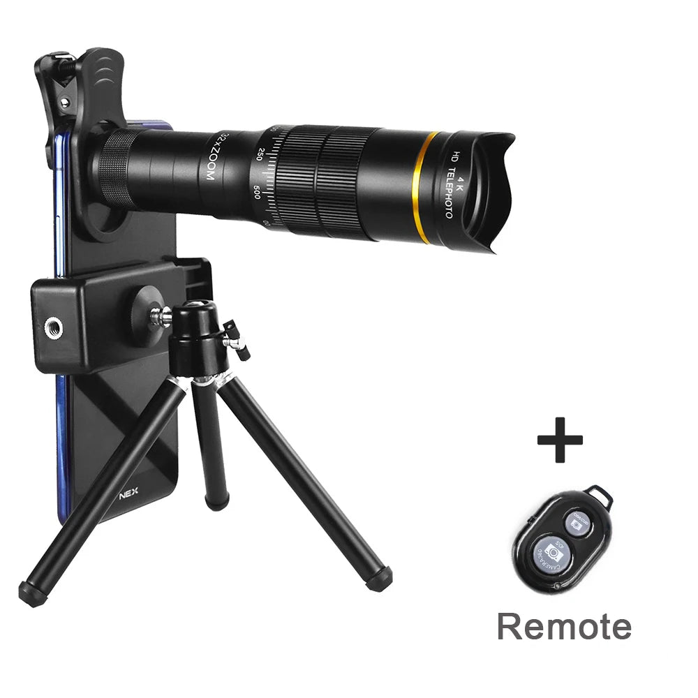 32X Telephoto for Cellphone Mobile Phone Camera Lens Zoom Telescope 4in1 Macro Fish Eye Wide Angel Lenses for iPhone Smartphone