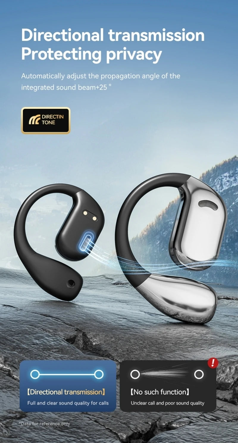 Earhook Earphones TWS Bluetooth 5.4 Bone Conduction Open Air Noise Reduction Headphone Wireless Sports Earbuds M75 HIFI With Mic
