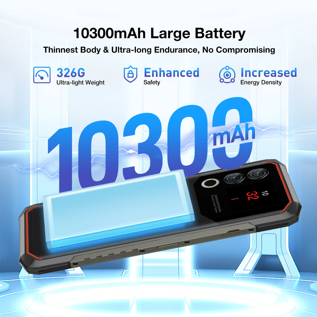 DOOGEE Blade10 Max Rugged Phone 6.56" 90Hz IPS Display 8GB 256GB 1.54" Rear Display 50MP AI Main Camera 10300mAh Battery Phone