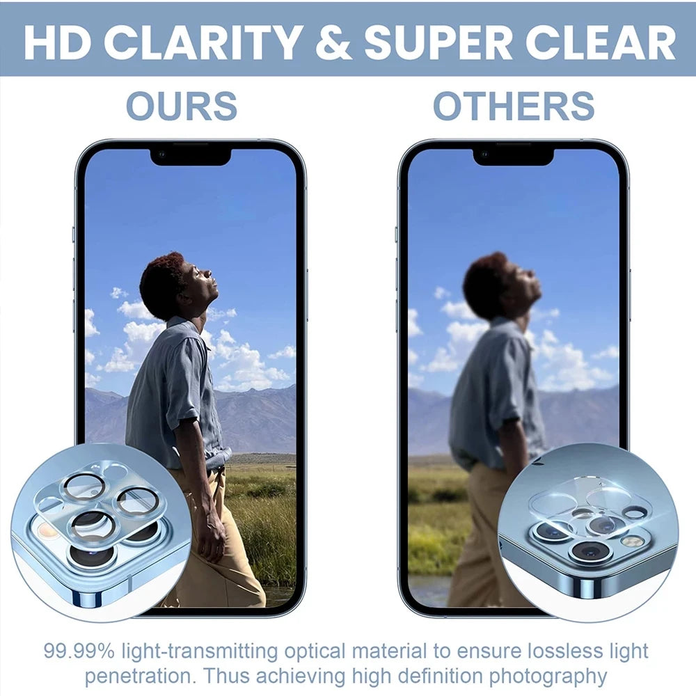 Metal Armor Camera Lens Protector For iPhone 16 Pro 17 13 11 12 14 15 Pro Max Tempered Glass For iPhone Mini Camera Protector