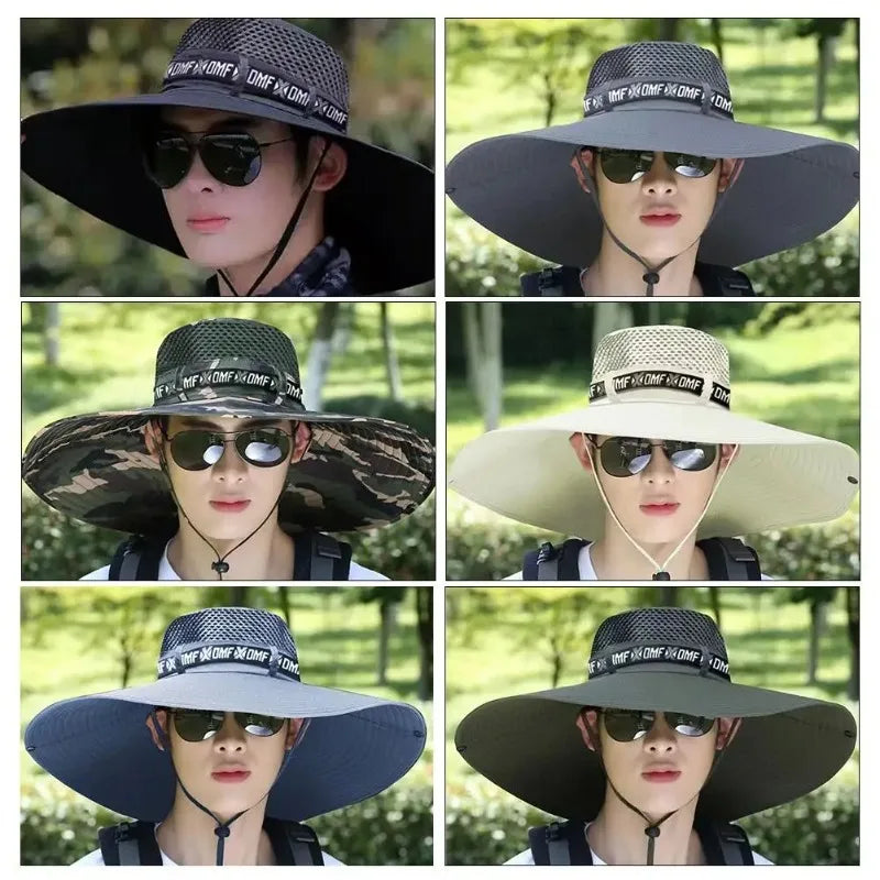Summer Large Sun Hat Men Women Breathable Fishing Caps Sun UV Protection Mesh Fisherman Hat Hiking Outdoor Beach Cap
