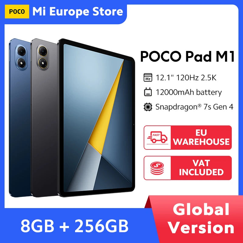 POCO Pad M1 Global Version Tablets Snapdragon® 7s Gen 4 12000mAh Battery 12.1’’ 2.5K display 8MP camera 33W charging