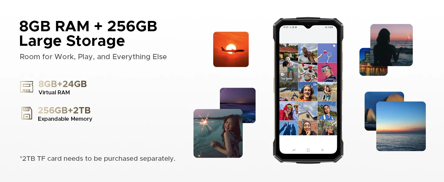 DOOGEE Fire 7 Ultra 5G Rugged Phone POC Walkie Talkie Mobile Phone 13000mAh Battery 32GB RAM (8+24) 256GB ROM Dimensity 6300 NFC