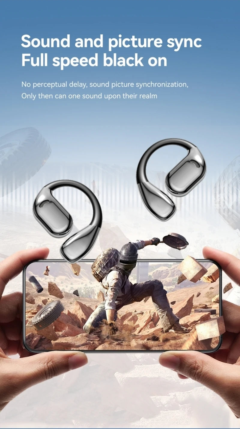 Earhook Earphones TWS Bluetooth 5.4 Bone Conduction Open Air Noise Reduction Headphone Wireless Sports Earbuds M75 HIFI With Mic