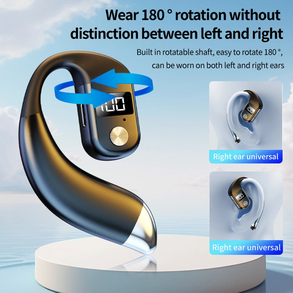 Bluetooth5.4 Earphone Wireless Single Headphone With Mic 180° Rotatable Wireless Sport Earbuds HiFi Stereo Ear Hook Music Earbud