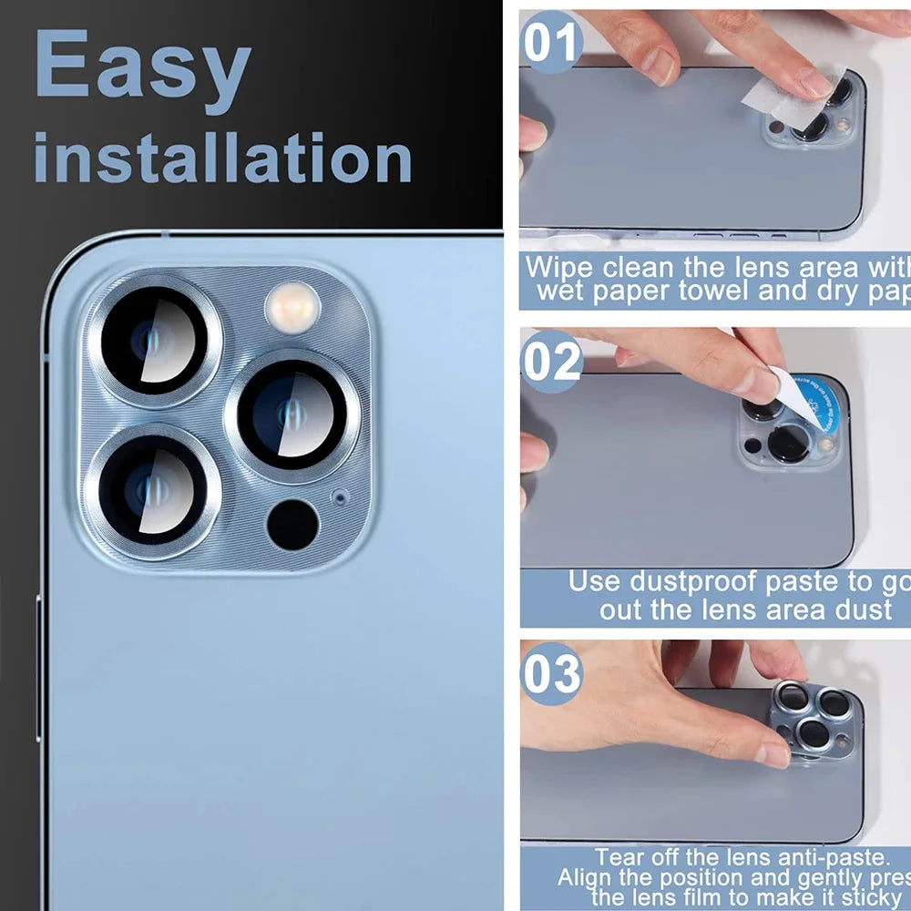 Metal Armor Camera Lens Protector For iPhone 16 Pro 17 13 11 12 14 15 Pro Max Tempered Glass For iPhone Mini Camera Protector