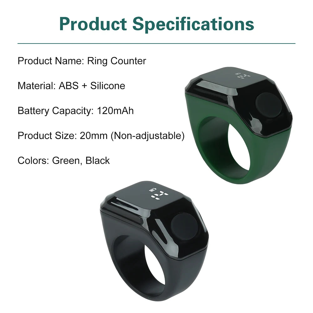 Smart APP Ring Counter Portable Digital Display Counter Bluetooth Counting Ring Time Reminder Wearable Tasbih Zikr Ring Misbah