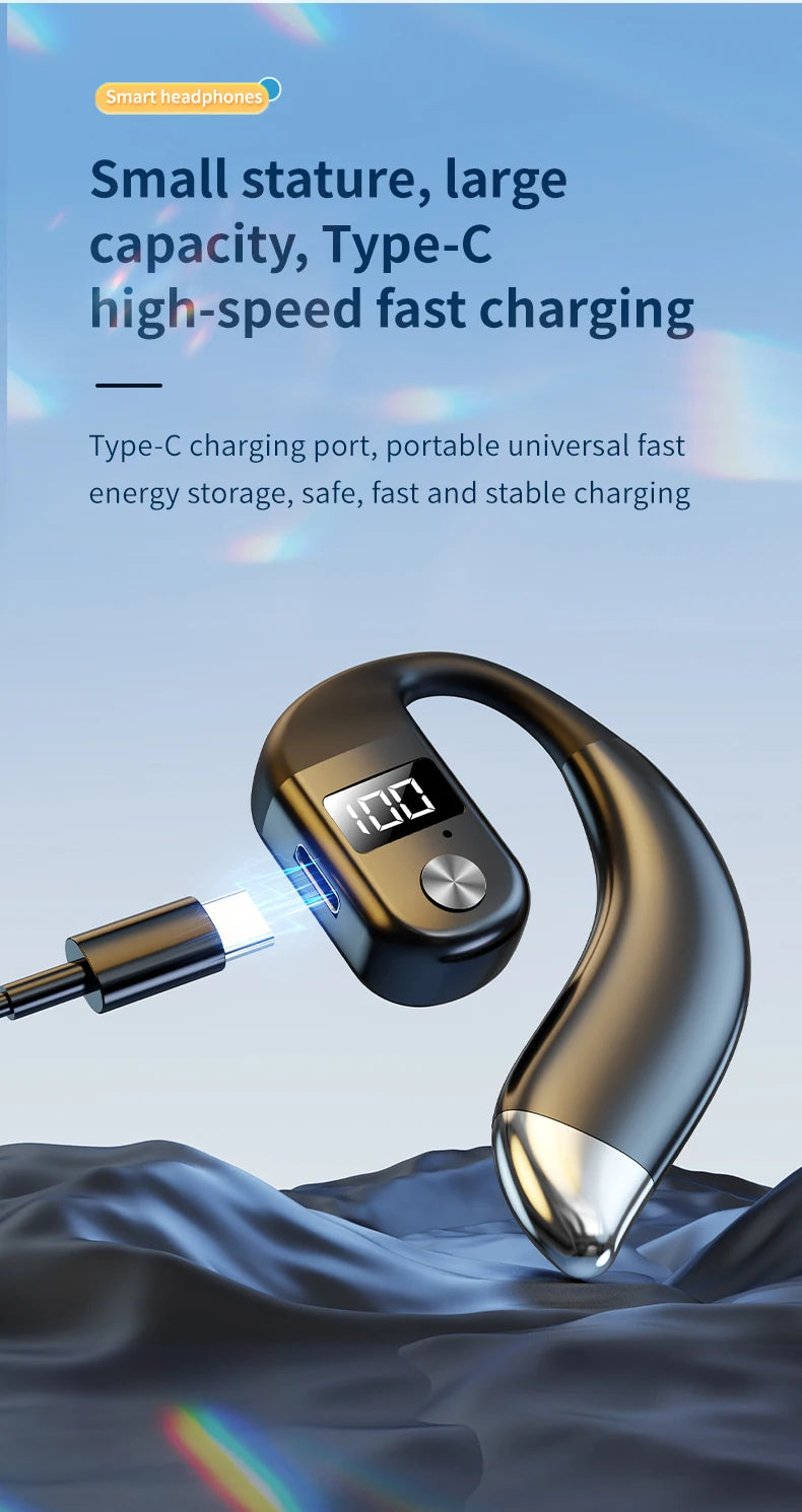 Bluetooth5.4 Earphone Wireless Single Headphone With Mic 180° Rotatable Wireless Sport Earbuds HiFi Stereo Ear Hook Music Earbud