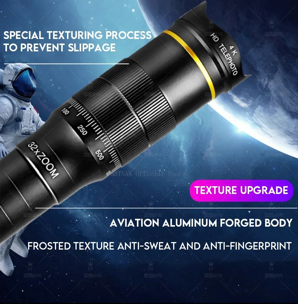 CAOX 32x Professional Concert Monocular Telescope, HD Zoom Phone Camera Lens Telescope, Suitable for Camping and Concerts