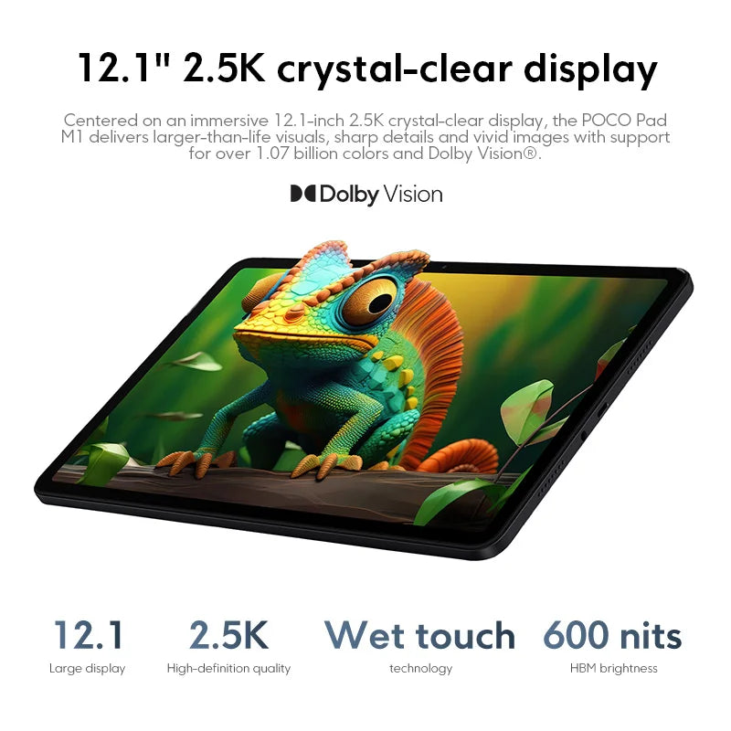 POCO Pad M1 Global Version Tablets Snapdragon® 7s Gen 4 12000mAh Battery 12.1’’ 2.5K display 8MP camera 33W charging