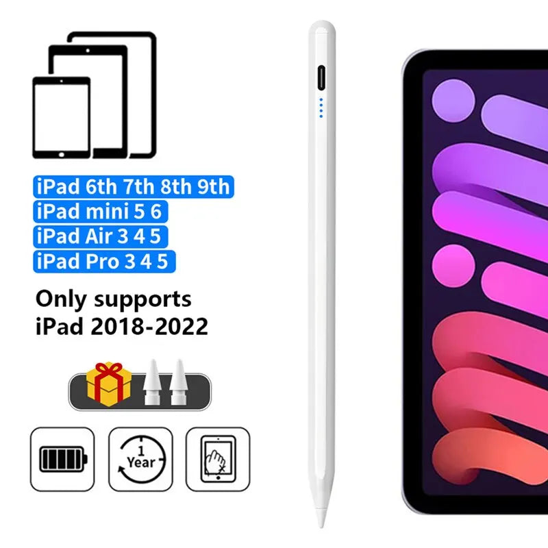 For Apple Pencil Palm Rejection Power Display iPad Pencil Pen For iPad 2022 2021 2020 2019 2018 Pro Air Mini Specific Stylus