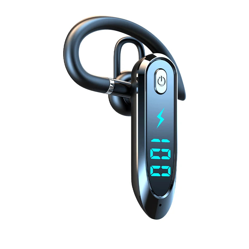 Single Ear Headset With Mic Bluetooth 6.0 Earphone Noise Cancelling Waterproof Earbud LED Display Handsfree Long Standby Time