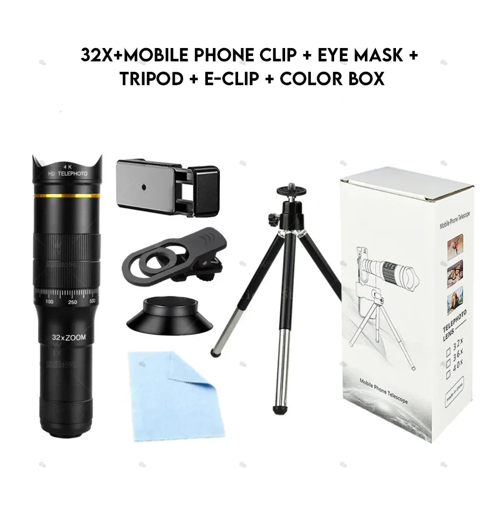 CAOX 32x Professional Concert Monocular Telescope, HD Zoom Phone Camera Lens Telescope, Suitable for Camping and Concerts
