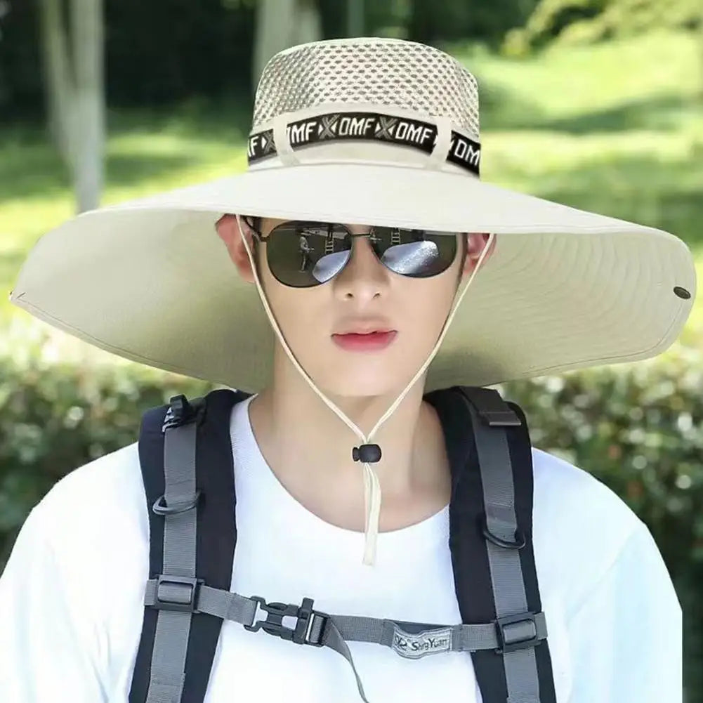 Summer Large Sun Hat Men Women Breathable Fishing Caps Sun UV Protection Mesh Fisherman Hat Hiking Outdoor Beach Cap