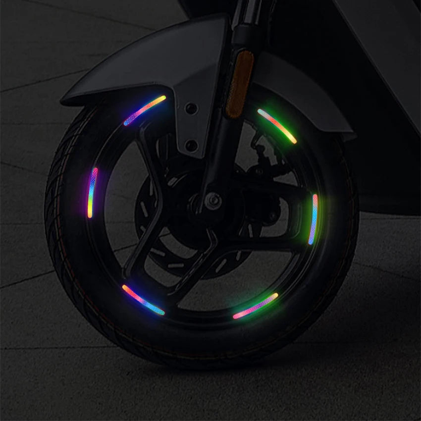 For Reflective Safety Warning Stickers On Car Motorcycle Bicycle Wheel Hubs Seven Color Laser Car Decoration Accessories 20PCS
