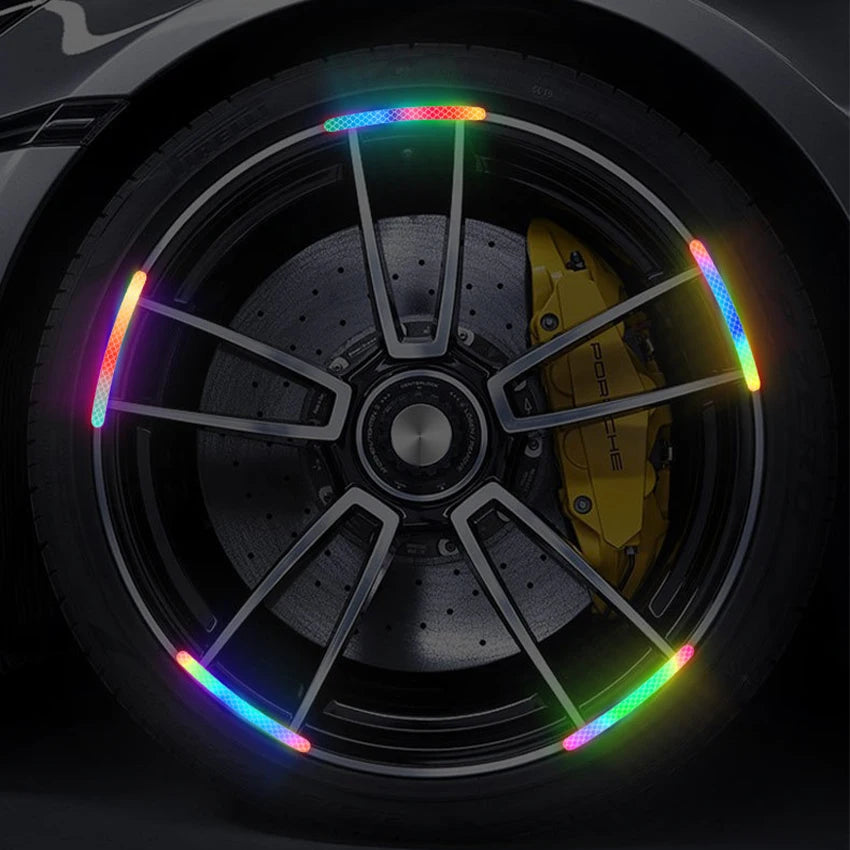 For Reflective Safety Warning Stickers On Car Motorcycle Bicycle Wheel Hubs Seven Color Laser Car Decoration Accessories 20PCS